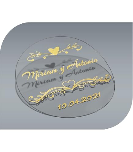 MameArt 50 adesivi personalizzati per matrimonio, nome e data, 4 cm etichette adesive per compleanno, anni, battesimo, regali per feste (lino