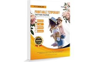Ryebme Papel imprimible para transferir Tatuajes temporales para impresoras láser y de inyección de Tinta,Tatuajes Personalizados DIY Pegatinas Tamaño A4 1 Pack: 6 Papeles (Transparente)