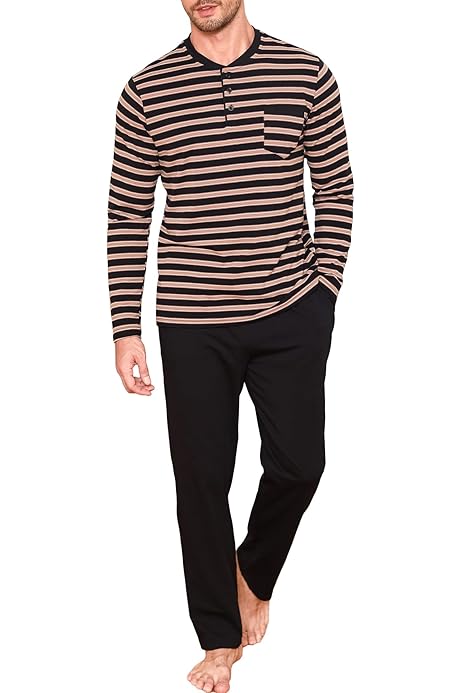 Pigiama In Cotone Per Uomo - Set Due Pezzi Con Stampa Cartoon, Maniche Lunghe E Pantaloni Con Tasche - Foto 7