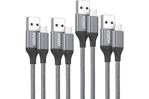 VOXON Micro USB Cable Charger Cable [4-Pack/3.3ft*2, 4.9ft, 6.6ft] Durable Nylon Material Charger Cable, 2.4A Fast Android Charger Sync Cable Compatible with Samsung Galaxy, HTC, Sony, PS4, Kindle