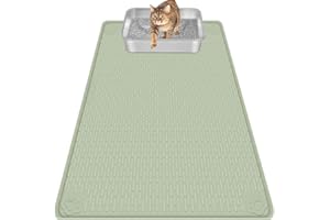 Bartuke Alfombra Arenero Gato, Alfombrilla Arenero Gato de Silicona Extra Grande de 40 "x 28" para controlar la Basura de la dispersión, Suave en Las Patas de Gatito, fácil de Limpiar (Verde)