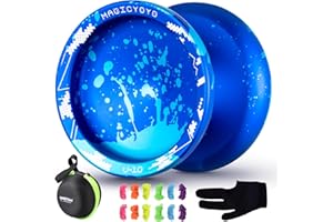 INOVASHON Yoyo V10 professionnel Finger Spin Tricks Yoyo non responsable pour enfants débutants, Pro Metal Yoyo pour avancé avec sac de rangement Yo Yo Yo + gant + 12 cordes Yo-yo (SkyBlue Splash)