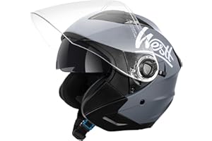 Westt Jet Casco Moto Hombre Mujer Casco de Moto con Doble Visera capacete Casco Jet Scooter Trail, Certificado ECE Dot, Tallas S-XL