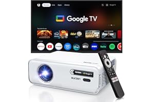 Aurzen EAZZE D1 GTV Vidéoprojecteur avec Google TV, 4K Supportée, avec WiFi et Bluetooth, Netflix sous Licence Officielle, Auto Focus & Keystone, DoIby Audio, Zoom, Native 1080P Movie Vidéoprojecteur