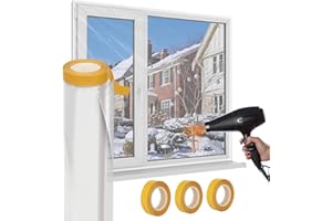 MEFENY Window Insulation Kit, 1.6m x 10m Pre-Taped Heat Shrink Film Rolled Clear Dustproof Thermo Cover Indoor Insulating Foil Draft Excluder Stop Cold Condensation Reduce Heating Costs