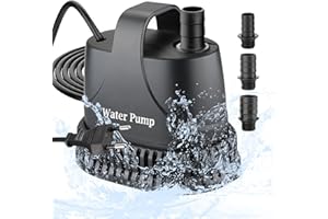 Tivifore Pompe à eau submersible 25W, Aquarium Pump 1500 L/H pompe pour aquarium Pompe de bassin ultra-silencieuse sous-marine pour Bassin, Fontaine de Jardin Aquarium avec 3 Buses
