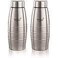 Sizzle Stainless Steel Water Bottle, 400ML, Set of 2, Silver