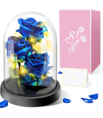 Roos In Glas - De Mooie En Het Beestroos - Eeuwige Roos In Glas Met LED Licht Kunstroos Rooslamp Galaxy Roos Bloemencadeau Verjaardagscadeau Voor Mama Valentijnsdag Jubileum