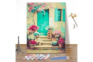 MEIYUDA Pintar por Numeros Adultos Escena retro, DIY Pintura por Numeros Kit Manualidades Adultos, Pigmento Acrílico, Decoración para el Hogar Regalo de pared 40x50cm(sin marco)