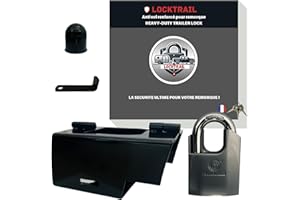 LOCKTRAIL Antivol remorque universel en acier avec Cadenas haute résistance, Compatible remorque moto, voiture, caravane attelée ou non - Protection boule attelage offerte