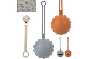 HappyDoo - 2 Portaciuccio in silicone - Include 2 Porta Ciuccio Neonato - Portaciuccio Scatola No BPA - Porta Succhietto Colori Arancione e Grigio - Scatolina Portaciuccio