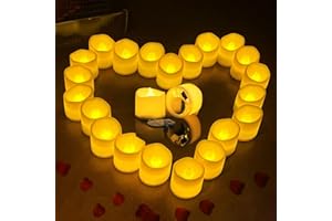 EHIOG 24 Candele LED Senza Fiamma, Tealight Elettroniche a Batteria, Effetto Tremolante Realistico, Luce Bianca Calda per Matrimoni, Feste, Natale, Casa, Interni ed Esterni