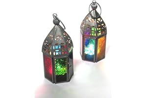 PURITY STYLE Purity zestaw 2 uchwytów na podgrzewacze w stylu marokańskim z wielokolorowym szkłem