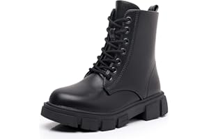 Apakowa Kinder Mädchen Mode Stiefel, kleine große Mädchen, mit Schnürung und seitlichem Reißverschluss Größe 29-36