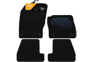 FSW - Car Floor Mats For Ford Focus MK3 2011-2018 - Tailored Mats - Black Carpet - PVC Cushioned Heel Pad - Anti Slip Mat - Non Slip Car Floor Mat - 4 Pc Floor Mat - 4 Clips