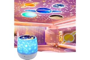 SILVOTEK Dziecięca lampka nocna z projektorem gwiaździstego nieba, obracany o 360 stopni, projektor gwiazd dla dzieci, lampa nocna, gwiaździste niebo, projektor dla dzieci, zestaw 7 filmów