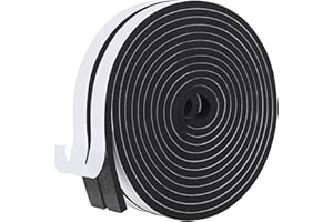 KAPOOSY Weather Stripping Door Seal, 12mm W X 6mm T Adhesive Foam Tape, Window Door Draught Excluder Air Conditioner Gasket Foam Tape, Total Length 8M (2 Rolls)
