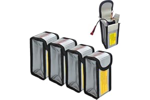 SCCSPORT Lot de 4 sacs de rangement anti-explosion pour batterie Lipo 125 mm, Argent, Moderne.