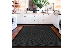 PHP Large Carpet Mat Waterproof Non Slip Strong PVC Backing Floor Mat - Black, 120 x 150 cm - High Traffic Area Rug Dirt Trapper Muddy Paws Rug