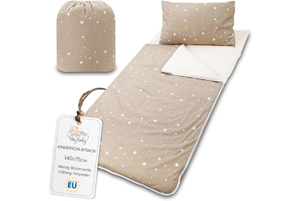 Sac de Couchage Enfant avec Coussin et Fermeture éclair pour bébé de 3 à 7 Ans - Sac de Couchage intérieur pour garderie Maternelle Oeko-Tex