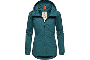Ragwear Damen Übergangsjacke leichte Jacke kurz wasserdicht (Wassersäule: 4.000 mm) mit Kapuze Danka XS-6XL
