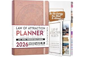 FREEDOM MASTERY Law of Attraction Planner 2026 - Hourly, Weekly & Monthly Goal Setting Planner with Productivity App | 12 Month Life & Gratitude Journal | Include Foldable Vision Board, Gift Box & Stickers