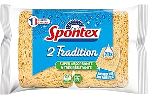 SPONTEX - Eponge Tradition - 26 éponges (13 Paquets de 2) Ultra absorbantes et durables
