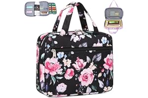 Octsky Bible Cover with Handles, Zippered Bible Carrying Case for Women and Girls, Bible Book Cover for Kids, Bible Accessories (Rose Black)