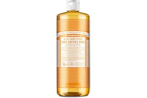 DR. BRONNER'S Dr Bronner's 18-in-1 Citrus Orange Pure-Castile Liquid Soap, Made with Organic Oils, Used for Face, Body, Hair, Laundry, Pets and Dishes, Certified Fair Trade & Vegan Friendly, 946ml Recycled Bottle