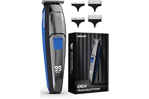 Caresmith Crew T-Blade Beard Trimmer for Men Rechargeable | Solid Steel Blade Beard Shaper | LED Battery Display | 2 Hrs Batt
