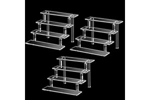 Janaden 4 stufiger Acryl Display Regal Transparente Acryl Riser Ständer für Pop Figuren, Cupcakes, Dessert, Acryl Kosmetik Organizer Aufbewahrung Plexiglas Display Riser Regal Treppe Präsentierständer