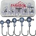Paradox Fishing Set di teste jig (3,5 g/5 g/7 g/10 g/14 g), 25 pezzi per 5/4 ganci da jigh, pesci di gomma con testa jig e te