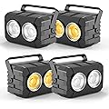 Erreyht 4PCS 150W COB Par LED Blanc Froid/Chaud Lumiere Theatre, Éclairage de Scène avec DMX8CH Maître-Esclave, Lumiere Stroboscopique pour église Mariage Photographie Fête Halloween Noël