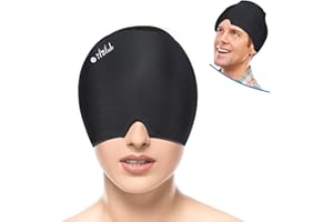 ILITLUK Ghiaccio Gel Mal di Testa Cappello Antiemicrania Berretto per Emicrania Lab Estensibile Impacco per la Testa Cuscinetti terapia caldo/freddo Cuscinetto di Ghiaccio Sollievo dallo Stress Maschera Nera
