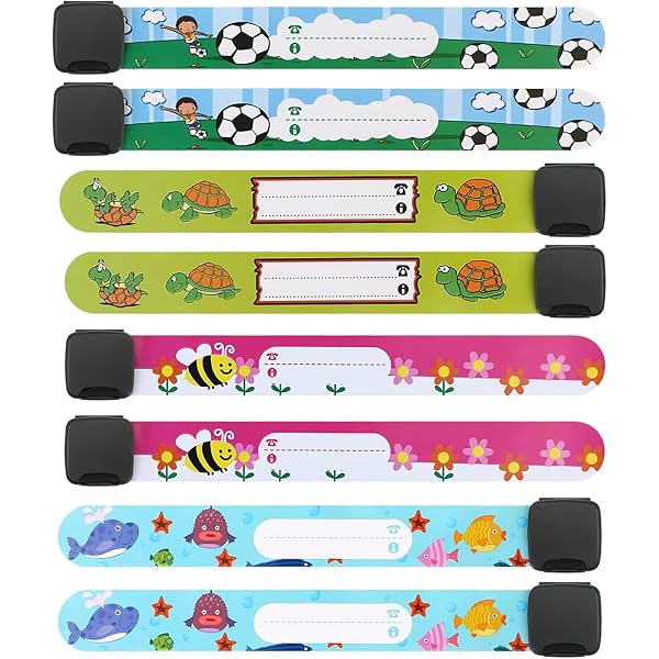 Bracelets Identification Enfant - 8 Pièces Réutilisables - Écriture étanche - Anti-perte