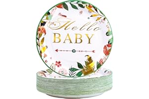 AHPYEUHK 50 PCS Assiette Jetable Anniversaire 17,8cm Assiettes en Carton Papier Party Vaisselle Jetable pour Decoration BBQ Party Fête Mariages Camping