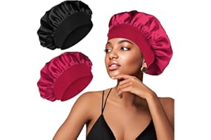 YLK 2 Pezzi Berretto di Seta, Cuffia Seta Capelli Ricci, Involucro di Seta per Capelli per Dormire, Berretto da Notte Raso per Donna Ragazza