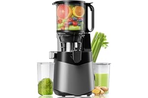 CANOLY Cold Press Juicer Machines, 350W Masticating Juicer with 135mm Large Feeding Chute for Whole Fruit and Vegetable,High Juice Yield and Easy to Clean
