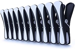THE BARKWORTH & HATHAWAY COLLECTION Clothes Pegs for Washing Line – 60 Black & White Soft Grip Pegs with Contoured Soft Pad Design | Strong Metal Spring | Weatherproof & Rustproof Laundry Pegs