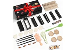 MLRYH Sushi Making Kit Sushi Maker, 33 Pcs Sushi Kit for Beginners Sushi Roller Kit with Sushi Cutting Mold, Rice Ball Mold, Onigiri Press, Knife, Bamboo Mats, Rice Paddle, Spreader, Chopsticks