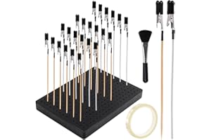 Mardatt Malerei Modellierung Tools Set enthält quadratischen Stand Base Holder, Bambus & Stahl Modell Airbrush Alligator Clip Sticks mit Gummispitzen, Isolierband und Pinsel für Modell-Hobby