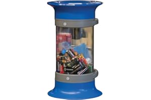 Glasdon C-Thru 5 L Battery Recycling Bin – Small Battery Recycling Container – Compact 5 Litre Transparent Battery Collection Tube (Blue, Without Battery Graphic)