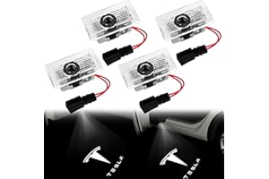 Asfrode Tesla projektor LED z logo do drzwi samochodowych, 4 sztuki, światło powitalne, ultra jasne oświetlenie wejścia, model Y, projektor do Tesla Model 3/Y/S/X