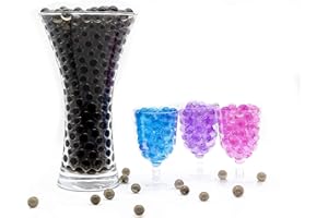 Risai Water Balls, Crystal Gel Beads Perfect for Hydrogel Plants Vase Filler, Centerpiece Silicone Orbs, Non-Toxic Clear Jelly Gems, Growing Bead 500pcs, Black 10g