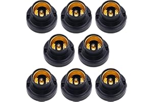 BEELUKY Lampenfassung E27 8 Stück Universal E27 Fassung zum Anschrauben Glühbirnen Fassung Flach Adapter für LED-Lampen Schwarz