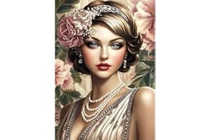 MAXBYE Dame Vintage 5D Diamond Painting Kits pour Adulte, DlY Diamond Painting Art Kits Peinture Diamant Complet Kits pour Débutant, Diamond Crystal Art Crafts Home Wall Decor Gift 12x16 Inch