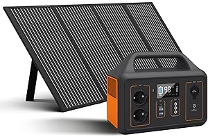 LITTLEHANSON Powerstation 600W Solar Generator Power Stationen mit 100W Solarpanel Balkonkraftwerk mit Speicher Set Stromspeicher mit LCD-Display für Camping, Outdoor,Wohnmobil und Notfälle (Orange)