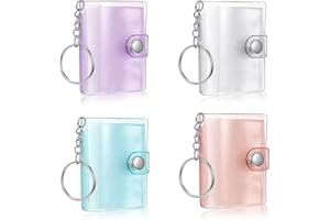 Kettion 4 Stück Mini-Fotoalbum, Foto-Schlüsselanhänger Kleines Fotoalbum 20 Taschen Personalized Foto-Schlüssel Zubehör 2 Zoll Fotoaufbewahrung Tragbares Photo Albums, Geschenkidee