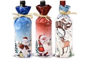Youery 3 Stücke Weihnachten Weinflaschen Taschen Weihnachten Red Wine Taschen Weinzubehör Geschenk Set Wiederverwendbare Wein-Geschenk-Beutel Xmas Festival Party Tisch Dekor Geschenk