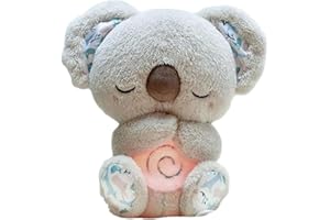 RUDFUZ Soothing Koala Bear Anxiety Relief Koala Doll Breathing Otters Plushies Doll Portable Koala Sleep Buddy with Soothing Music Lights and Rhythmic Breathing Motion Gifts for Newborn Babies